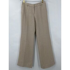 Ann‎ Taylor LOFT Julie Wide Leg Pants Beige Women 6 Linen Lagenlook Boho Beachy